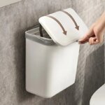 Väggmonterad vit papperskorg i plast för smidig köksförvaring - Bild 3