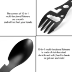 Multifunktionell spork i rostfritt stål för camping och friluftsliv - Bild 3