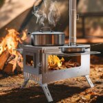 Bärbar vedeldad kamin med 6 skorstensrör för tält och camping - Bild 2
