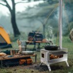 Bärbar vedeldad kamin med 6 skorstensrör för tält och camping - Bild 3