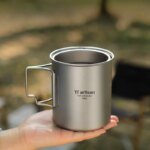 Lätt bärbar te- och kaffemugg i titan med fällbart handtag - Bild 4
