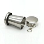 Bärbar hopfällbar campingmugg i rostfritt stål med lock - Bild 2