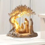 Jesus Julkrubba Figur Skrivbordsservis Helig Juldekoration