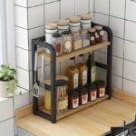 2-lagers metallhylla för köksbänk och smart kaffeförvaring