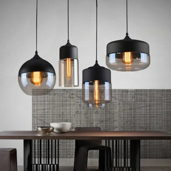 Nordisk LED hänglampa i glas och trä med kreativ design - Bild 4