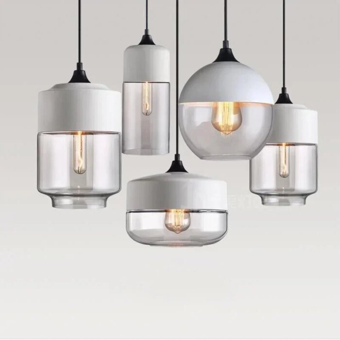 Nordisk LED hänglampa i glas och trä med kreativ design - Bild 3