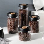 Lufttät glasburk med vakuumpump för kaffebönor och te