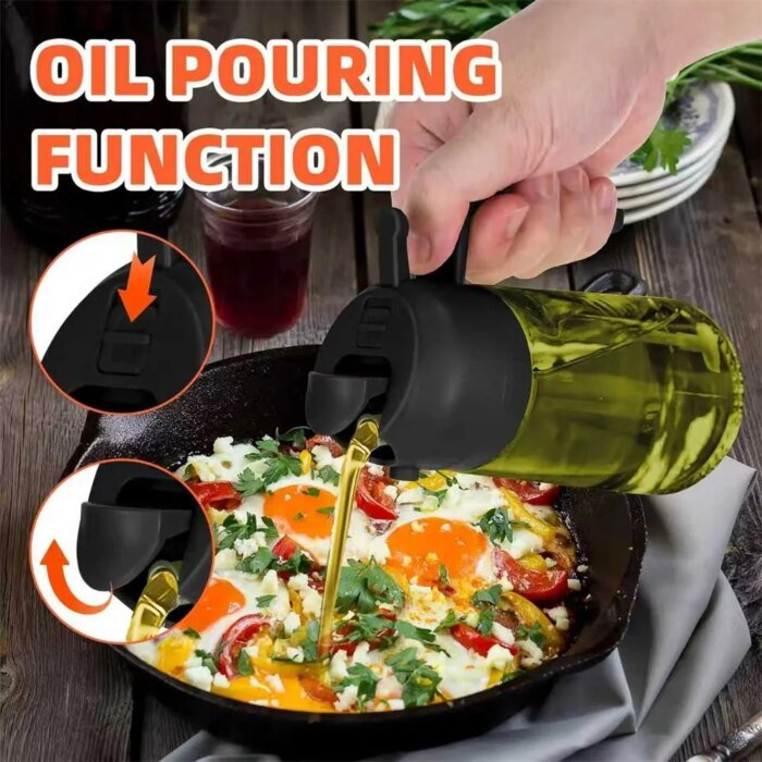 470 ml oljesprayflaska och dispenser för matlagning i glas - Bild 4