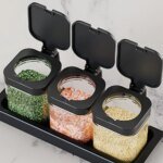 Set om tre kryddburkar i glas med sked på 10 oz - Bild 3