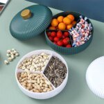 Fyrdelat serveringsfat med lock för snacks och torkad frukt - Bild 2