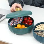 Fyrdelat serveringsfat med lock för snacks och torkad frukt - Bild 4