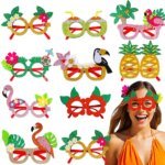 Roliga festglasögon med hawaii-tema – Flamingo & blommor (2–20 st)