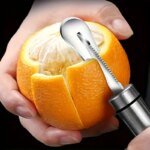 Appelsinskalare och citronskalare med handtag i rostfritt stål