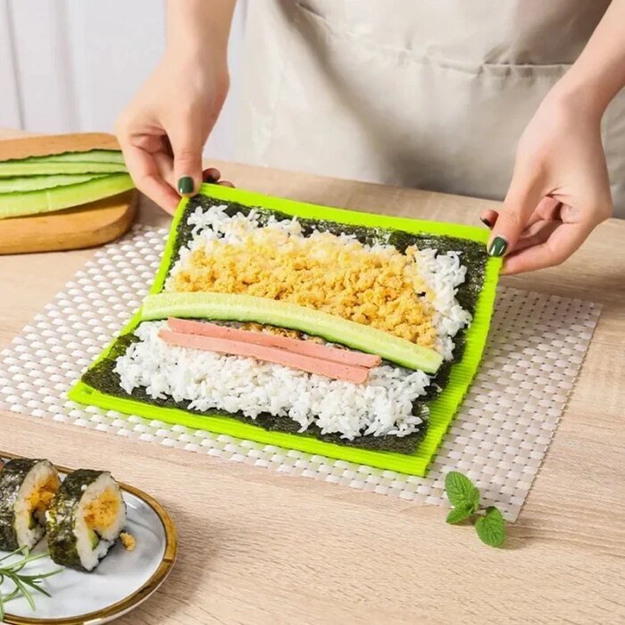 Återanvändbar sushimatta i silikon med bambumönster - Bild 3