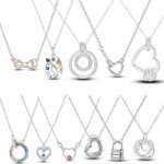 Halsband i 925 Sterling Silver – Enkelt hjärta med zirkonia för berlocker