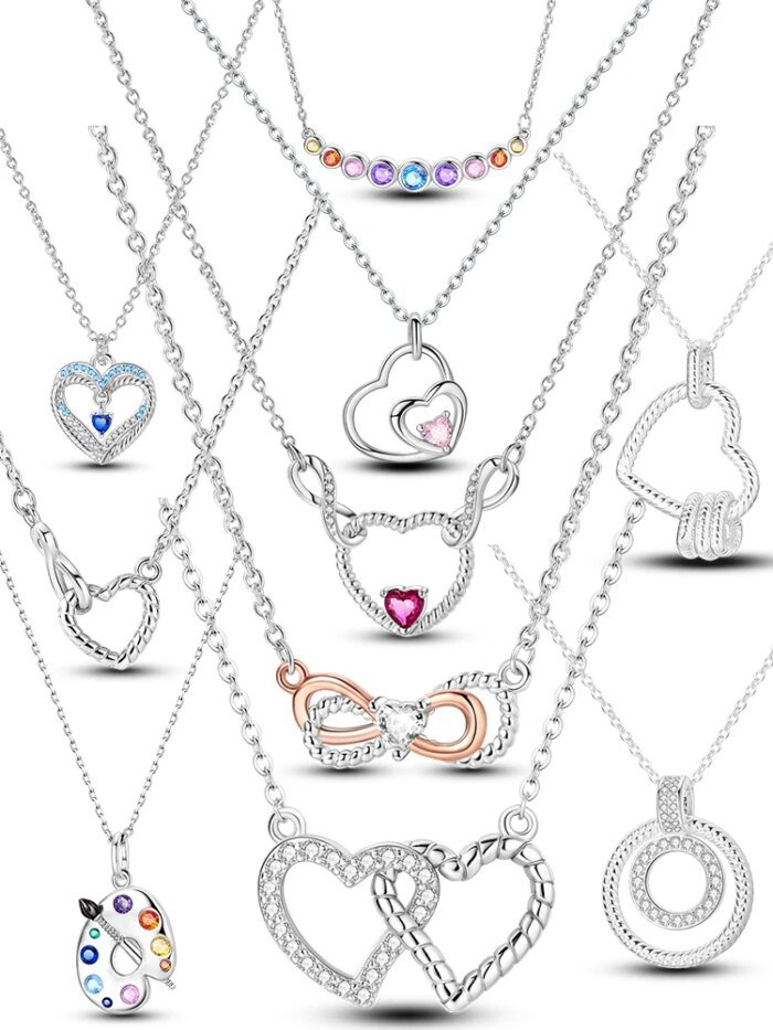 Halsband i 925 Sterling Silver – Enkelt hjärta med zirkonia för berlocker - Bild 2