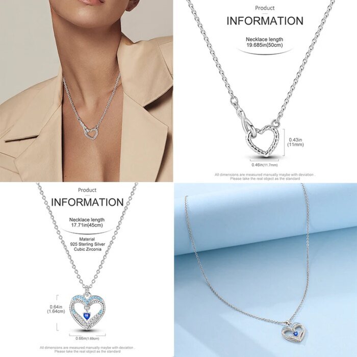 Halsband i 925 Sterling Silver – Enkelt hjärta med zirkonia för berlocker - Bild 4