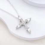 Halsband i 925 Sterling Silver – Personlig bokstav (A) med hjärta & kors - Bild 2