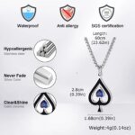 Vnox Halsband i rostfritt stål – Spade-hänge med blå zirkonia (Poker/Hip Hop-stil) - Bild 3