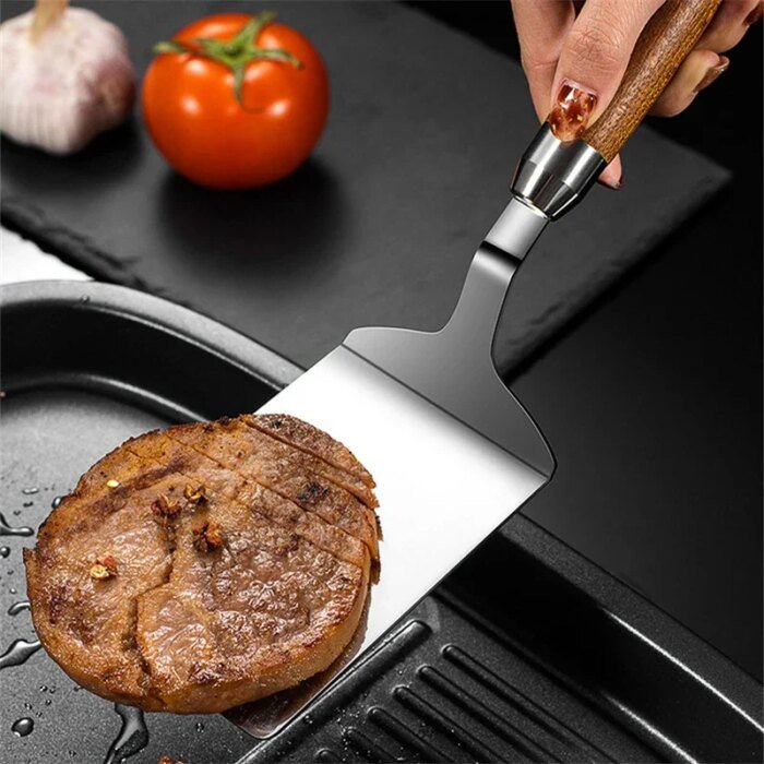 Robust Grillspatel i Rostfritt Stål med Trähandtag - Bild 2