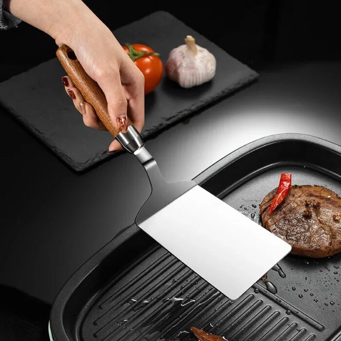 Robust Grillspatel i Rostfritt Stål med Trähandtag - Bild 4