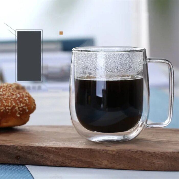 Värmetålig Dubbelväggig Glaskopp med Handtag 150-350 ml - Bild 4