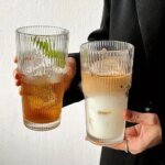 Randigt Glas med Lock och Sugrör 600 ml - Bild 3