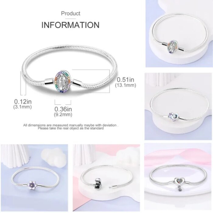 925 Silverarmband med Sol, Måne och Stjärnor – Charm-armband för DIY-berlocker - Bild 3