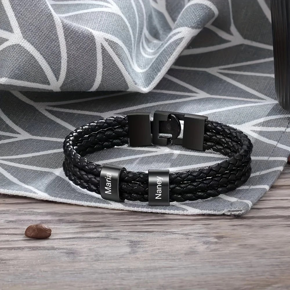 Personligt Läderarmband för Pappa – Anpassat Armband med Gravyr