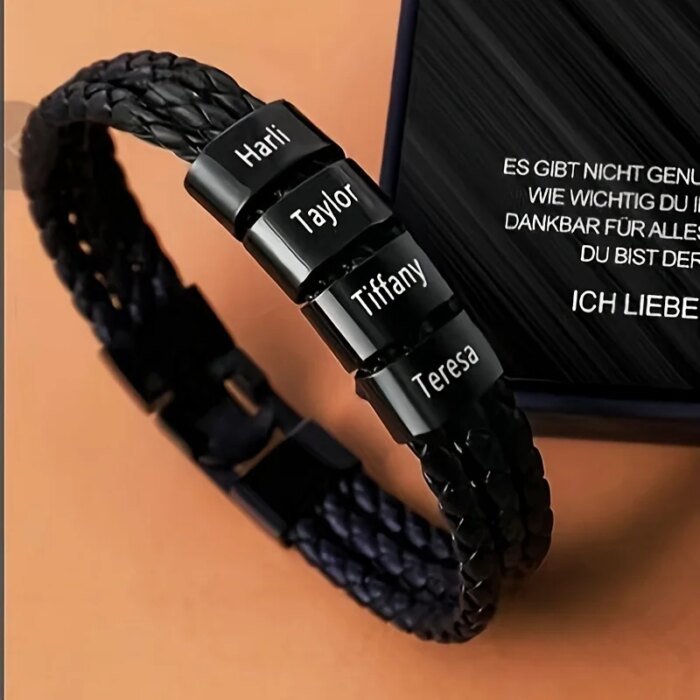 Personligt Läderarmband för Pappa – Anpassat Armband med Gravyr - Bild 2