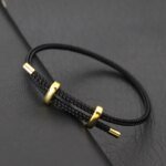 Justerbart Armband i Rostfritt Stål – Stilrent Lyckoarmband med Rött Rep - Bild 2
