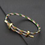 Justerbart Armband i Rostfritt Stål – Stilrent Lyckoarmband med Rött Rep - Bild 3