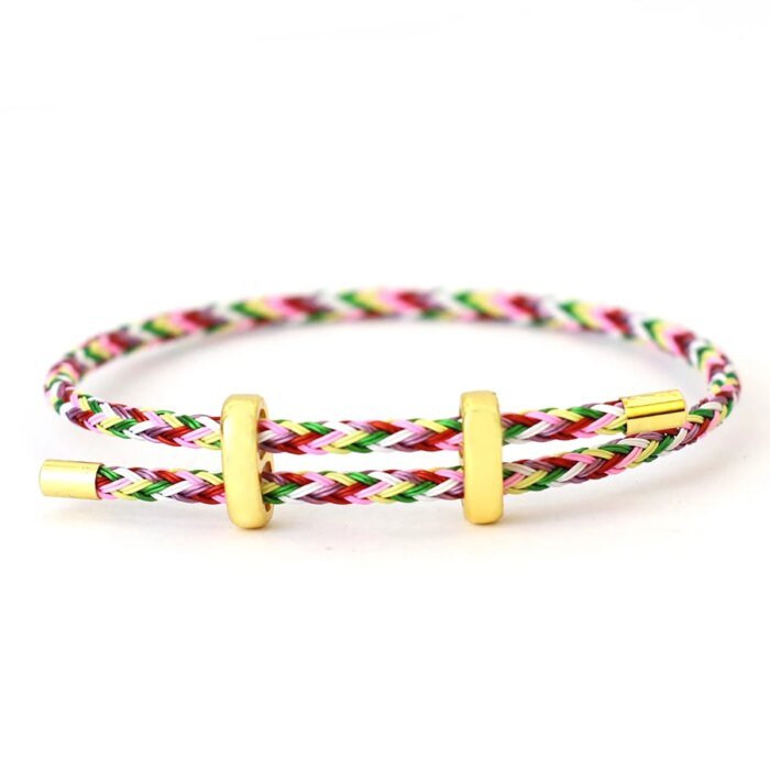 Justerbart Armband i Rostfritt Stål – Stilrent Lyckoarmband med Rött Rep - Bild 5