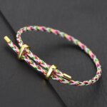 Justerbart Armband i Rostfritt Stål – Stilrent Lyckoarmband med Rött Rep - Bild 4