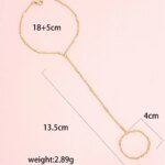 Eleganta Tunna Kedjearmband med Ring för Dam – Handkedja i Guldfärg - Bild 5