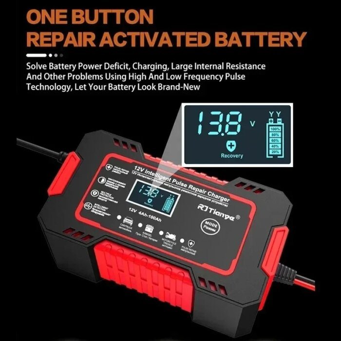 EAFC 12V 6A Intelligent Batteriladdare med LCD & Pulsreparation för Bil/MC - Bild 2