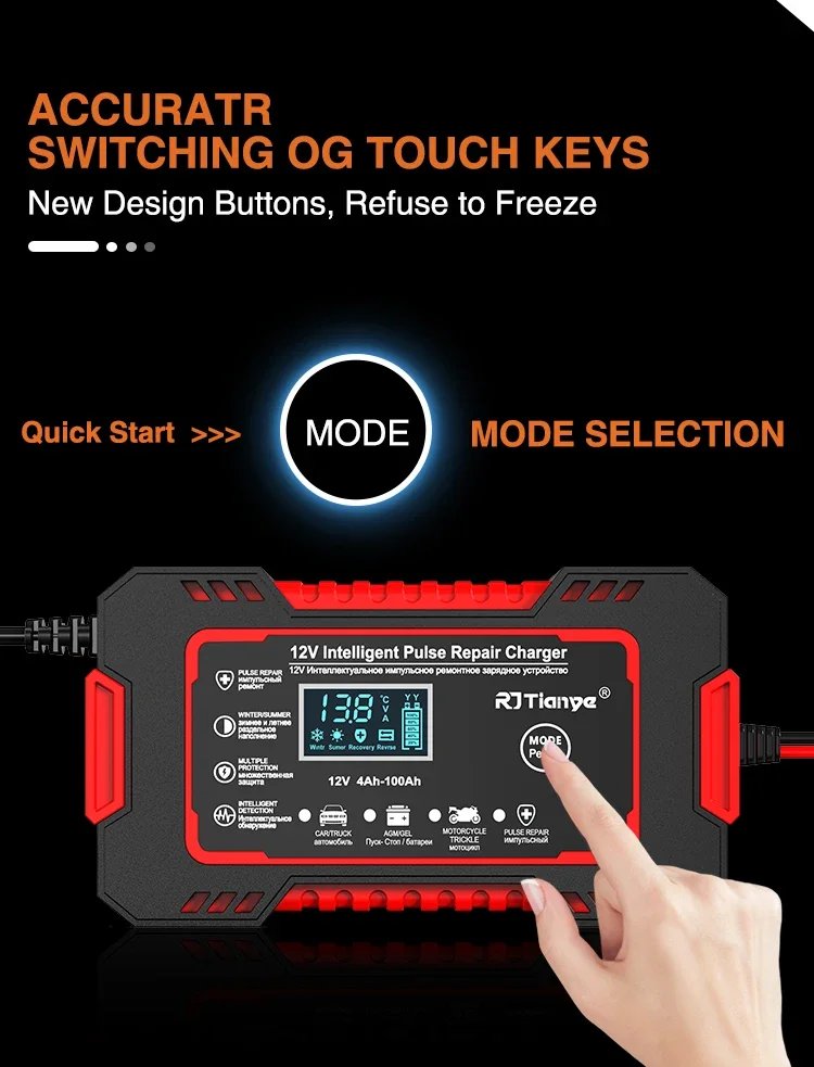 EAFC 12V 6A Intelligent Batteriladdare med LCD & Pulsreparation för Bil/MC