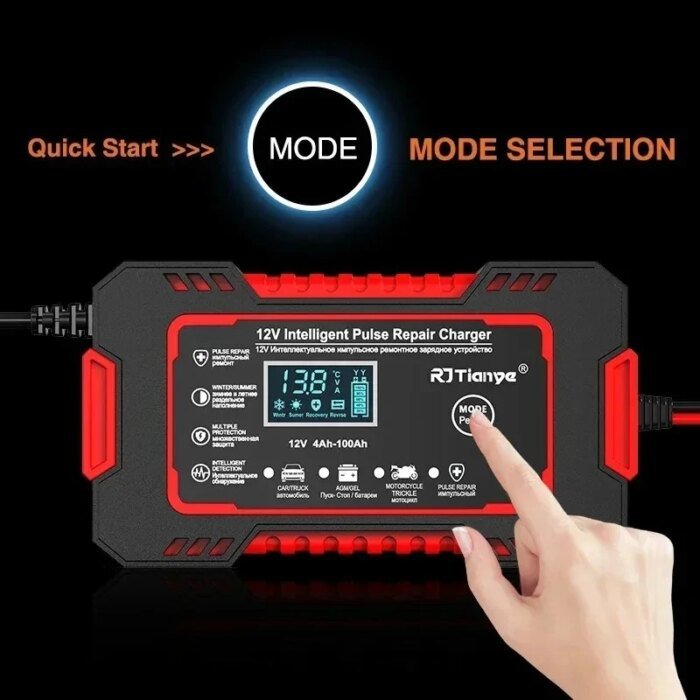 EAFC 12V 6A Intelligent Batteriladdare med LCD & Pulsreparation för Bil/MC - Bild 3