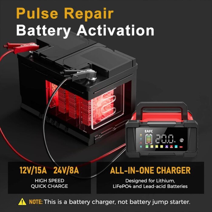 12V/24V Automatisk Bilbatteriladdare 20A/10A - Bild 2