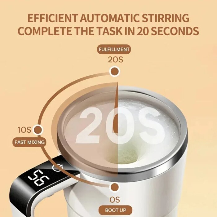 Elektrisk Självomrörande Kaffemugg med Digital Display 380 ml - Bild 2