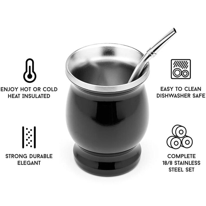 UPORS Yerba Mate Kopp i Rostfritt Stål 8 oz - Bild 2