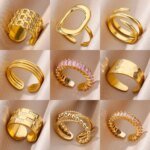 Lyxig Ring i 316L Rostfritt Stål – Guldpläterad & Tidlös Design