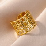 Lyxig Ring i 316L Rostfritt Stål – Guldpläterad & Tidlös Design - Bild 2