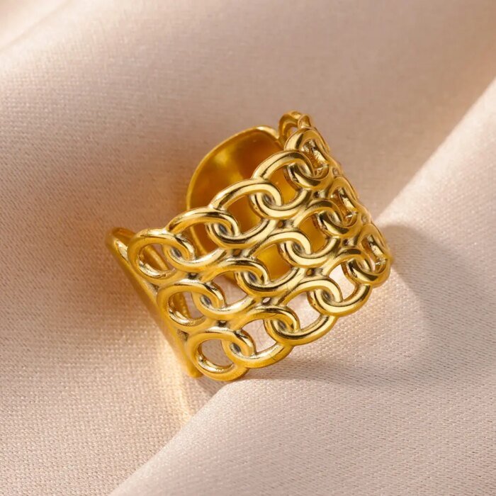 Lyxig Ring i 316L Rostfritt Stål – Guldpläterad & Tidlös Design - Bild 2