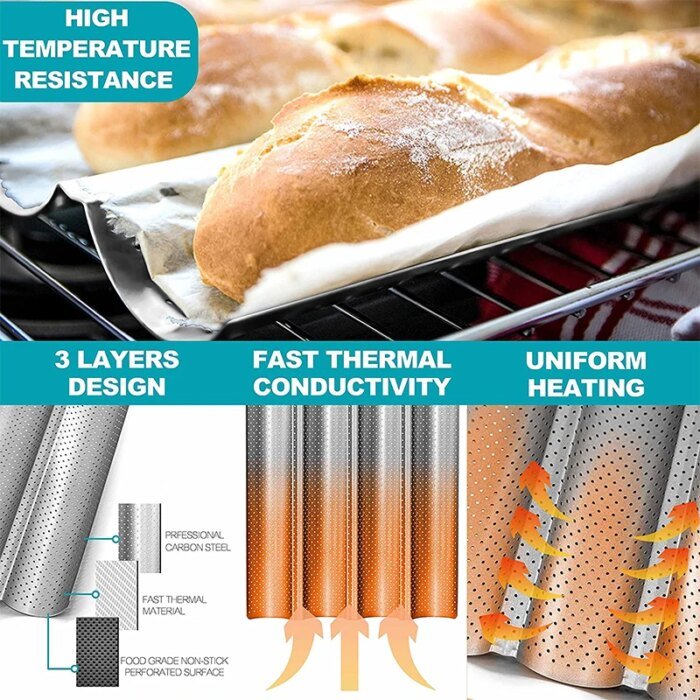 Perforerad Baguetteform i Kolstål för Baktillbehör - Bild 4
