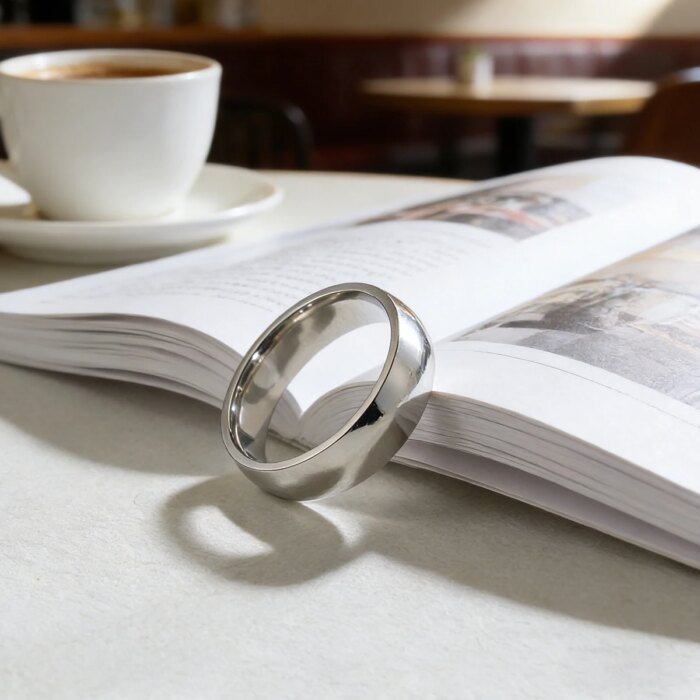 Klassisk Minimalistisk Ring i Rostfritt Stål (6 mm) – Vattenfast & Allergivänlig Smycke för Dam & Herr - Bild 3