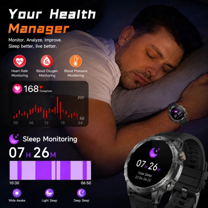 Robust Militär Smartwatch med Bluetooth-Samtal - Bild 5