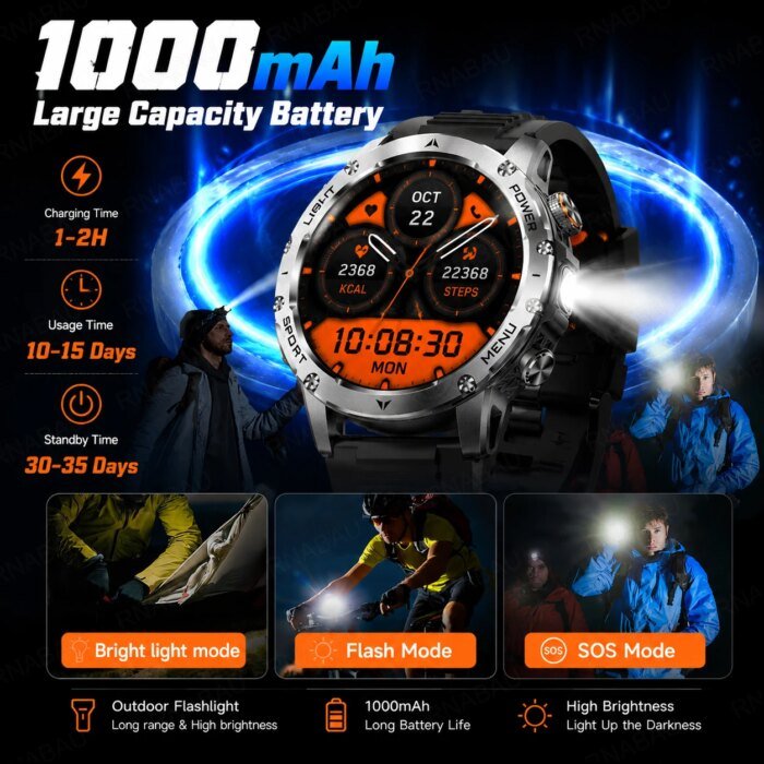 Robust Militär Smartwatch med Bluetooth-Samtal - Bild 2