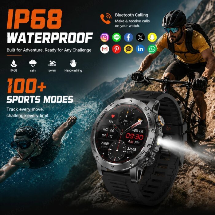 Robust Militär Smartwatch med Bluetooth-Samtal - Bild 3