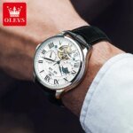 Olevs Mekanisk Månfasklocka med Romerska Siffror - Bild 4